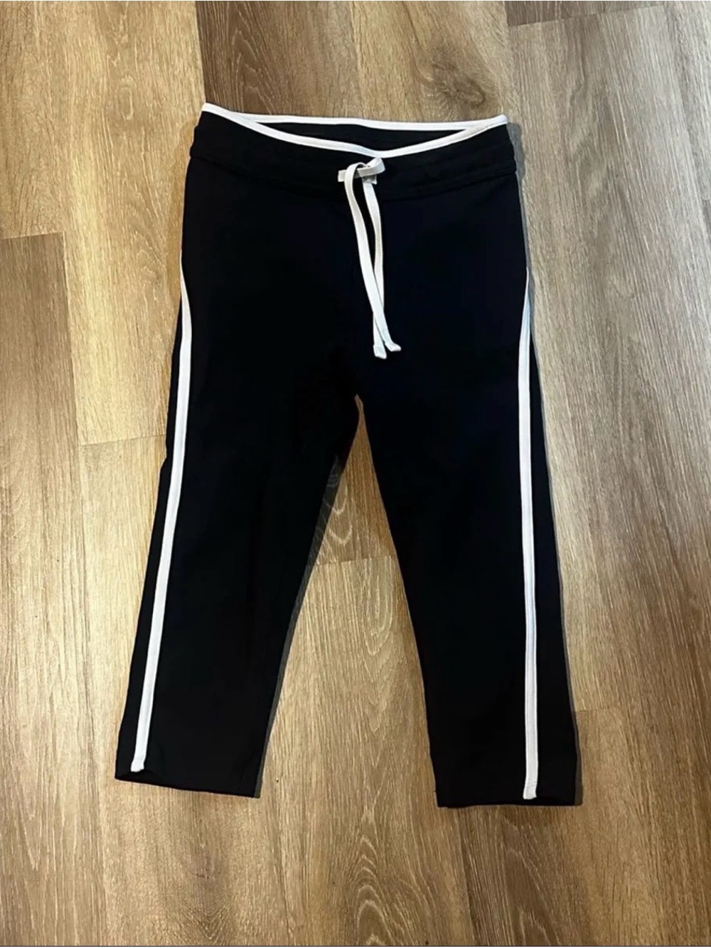ALO Yoga Kids Black Joggers with White Side Stripes
